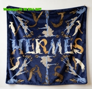 Hermès Inspired Animal Alphabet Blue Flannel Throw Blanket for Wall Decor & Sofa IMG_5434